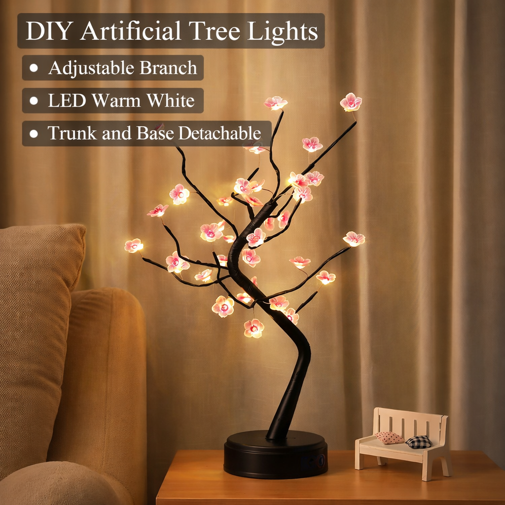 Bonsai Cherry Blossom LED Night Light — USB or Battery | Vozeva